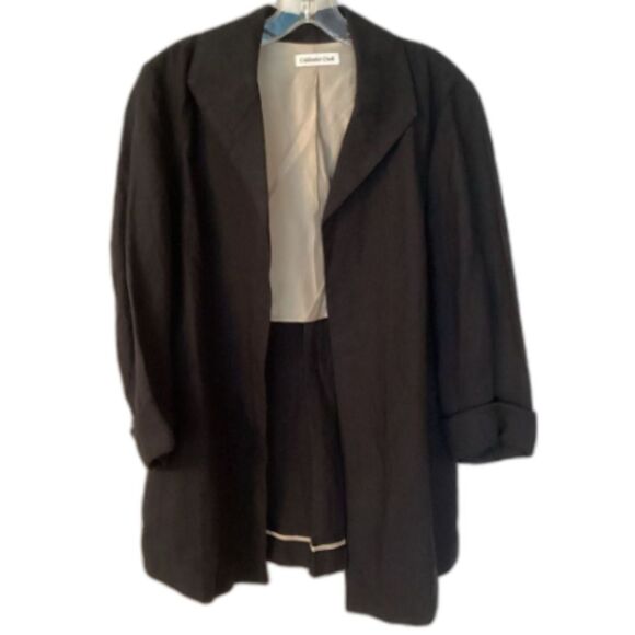 COLDWATER CREEK SIZE 10 BLACK 100% LINEN OPEN LONGLINE BLAZER - Picture 1 of 8